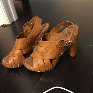 Tory Burch Saddle Leather Platform Sandal. 6.5M