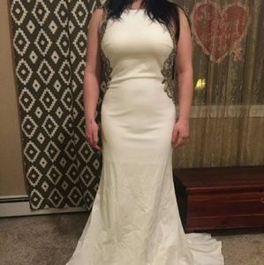 Camille la vie floral beaded scuba dress in IVORY