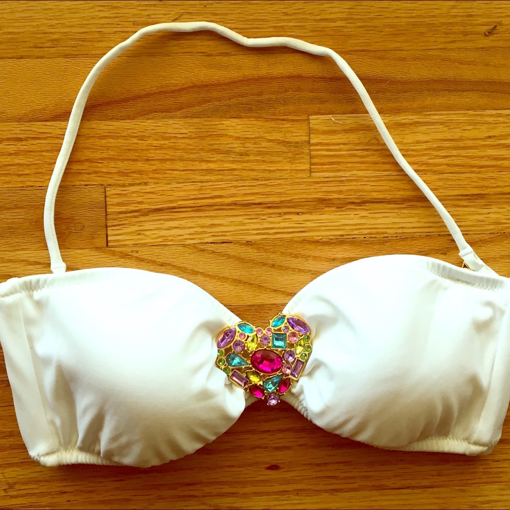 Victoria's Secret white bikini top with heart