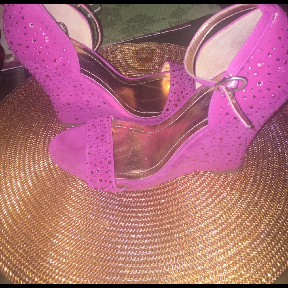 BCBG Pink Rhinestone Wedges