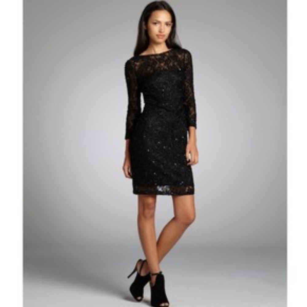 F21 Black & Gold Lace LBD