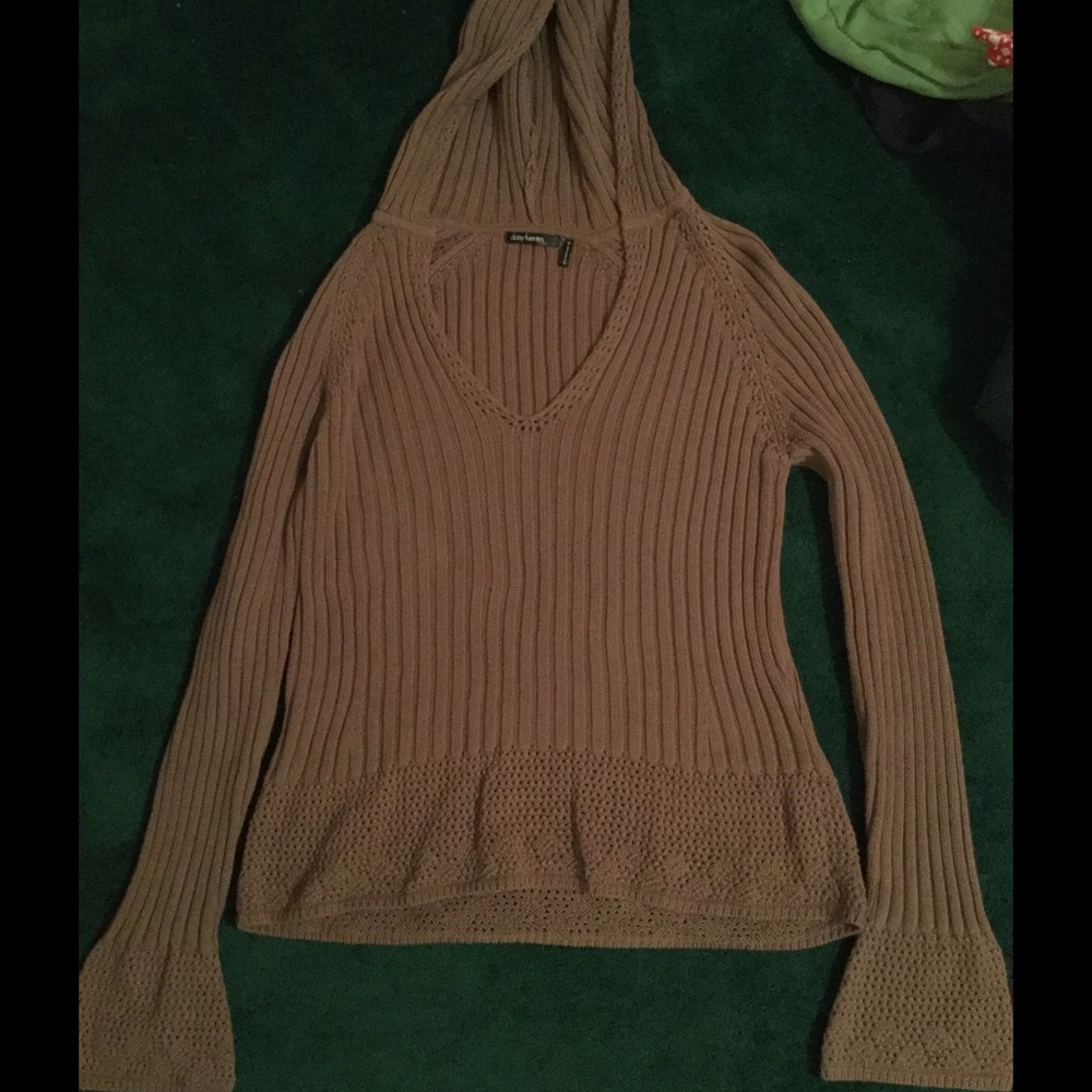 Daisy Fuentes brown hooded sweater