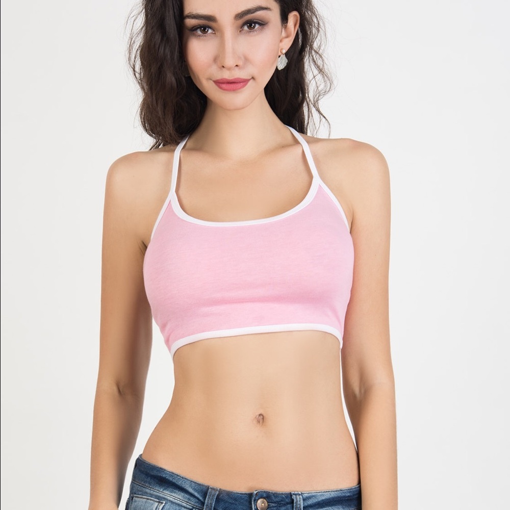 Pink Crop Top Halter