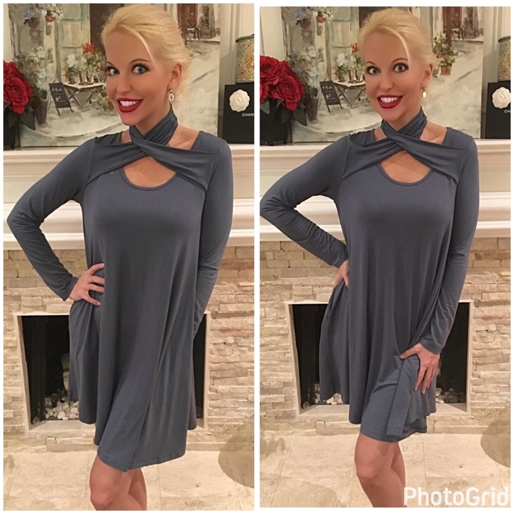 HP Mock wrap jersey knit dress w/pockets! LAST ONE - Picture 1 of 3