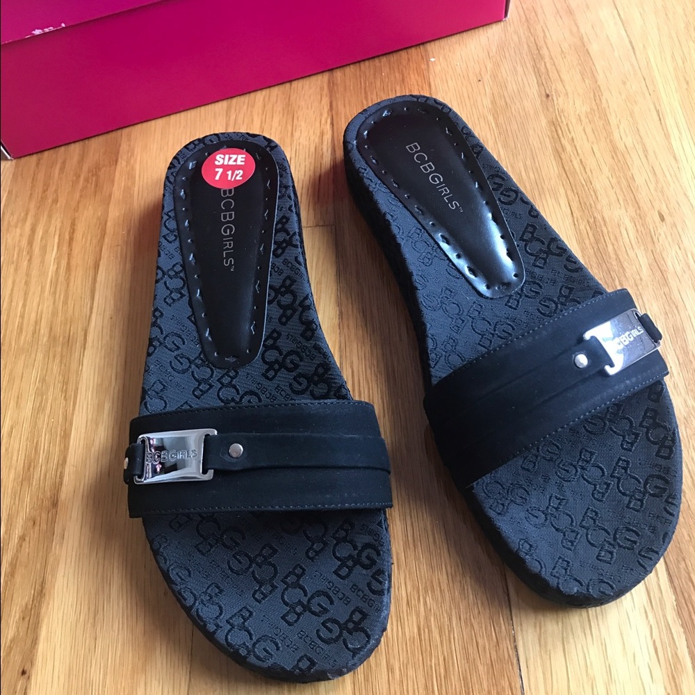 Bcbg girls black sandals