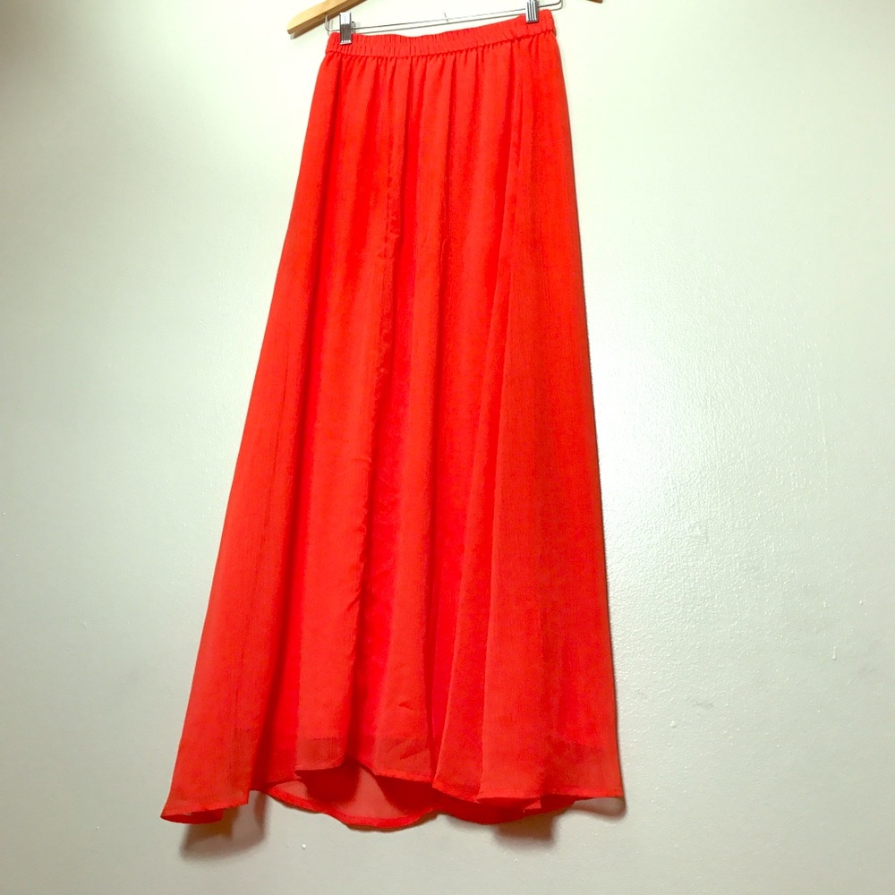 lined maxi skirt American Apparel style orange