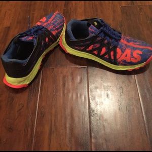 Boys Orange, Blue & Lime Adidas size 4