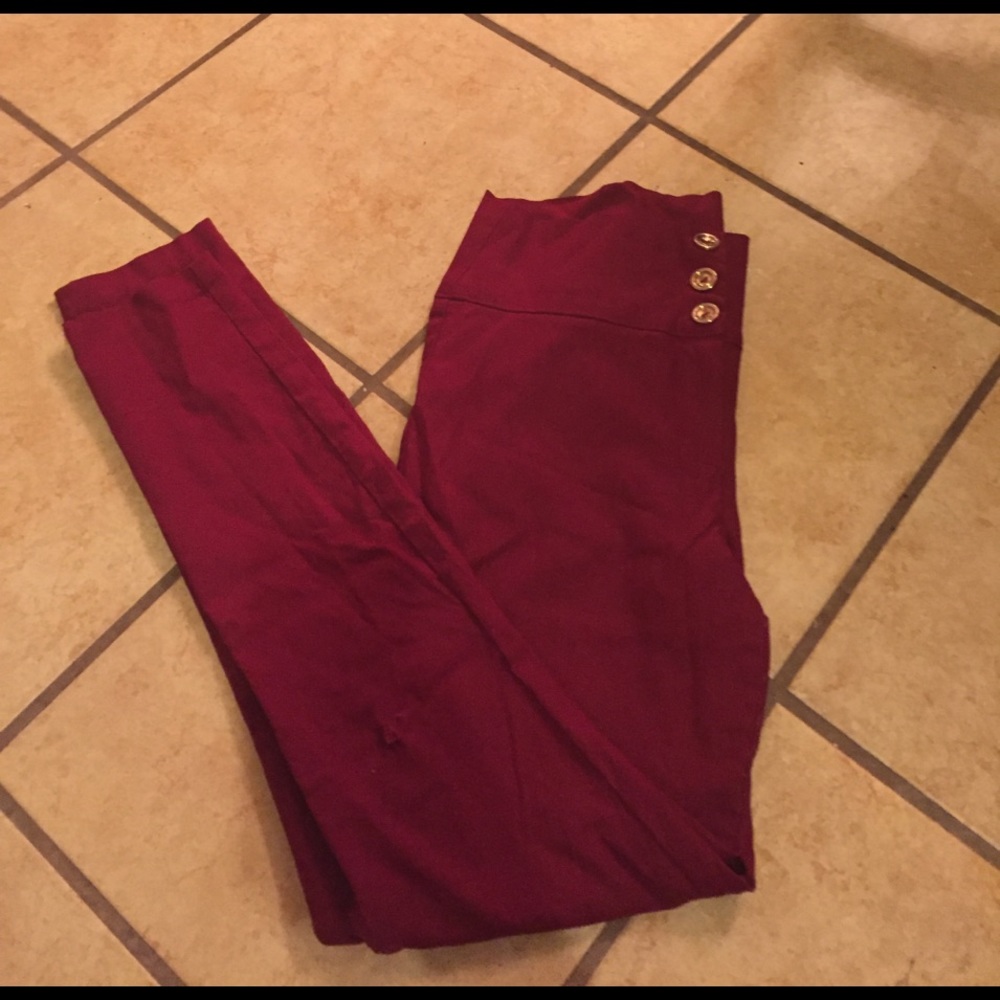 High wasted red pants