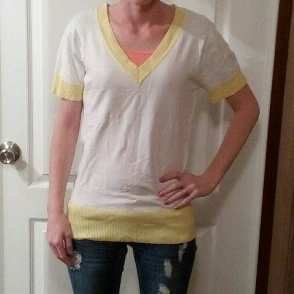 Yellow and white sweater shirt