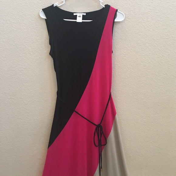 Sexy and stretchy rich look color block long gown - Picture 2 of 5