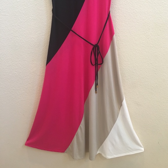 Sexy and stretchy rich look color block long gown - Picture 3 of 5