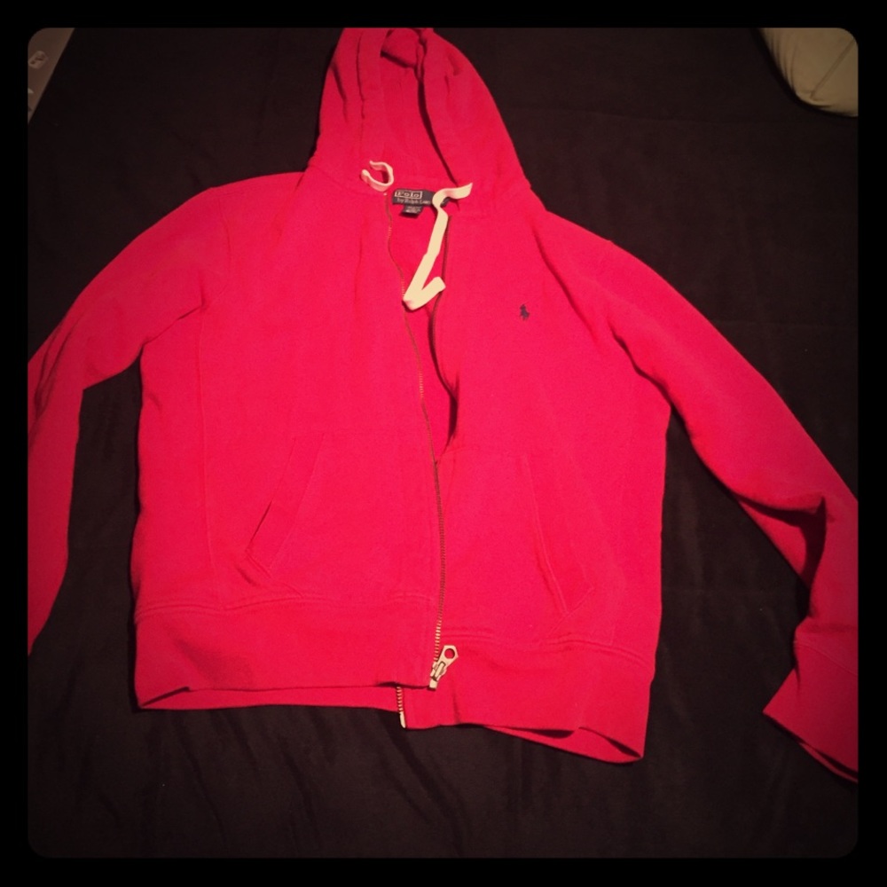 Red polo zip up