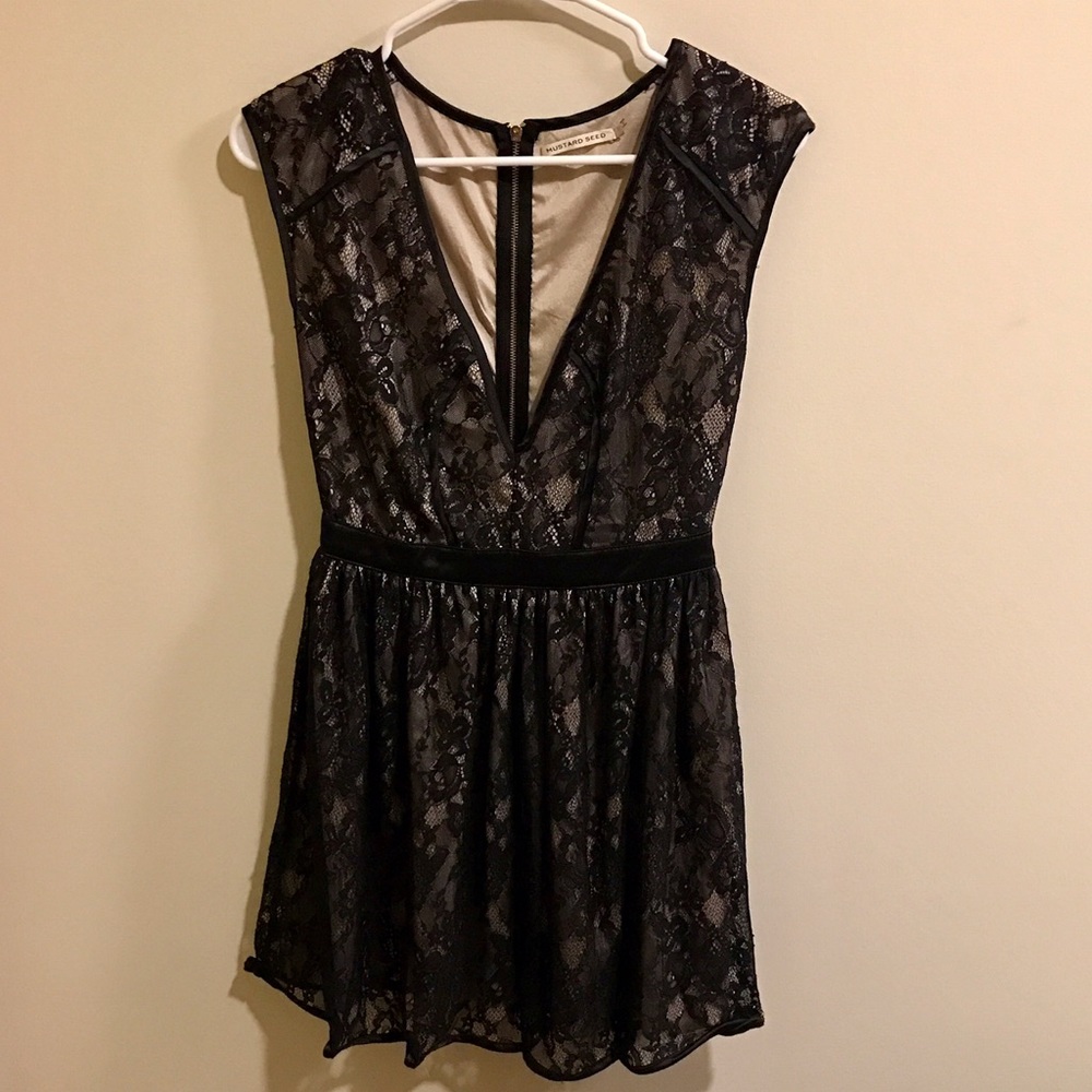 Black deep v lace dress