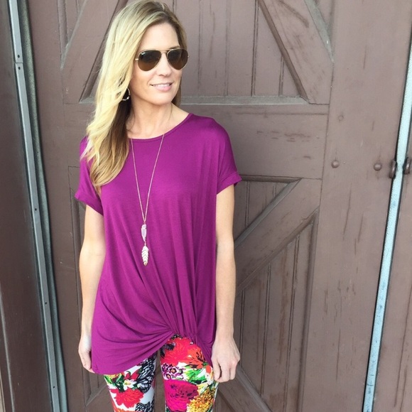 Infinity Raine Tops - LAST ONE! (M) Magenta Knotted Tunic