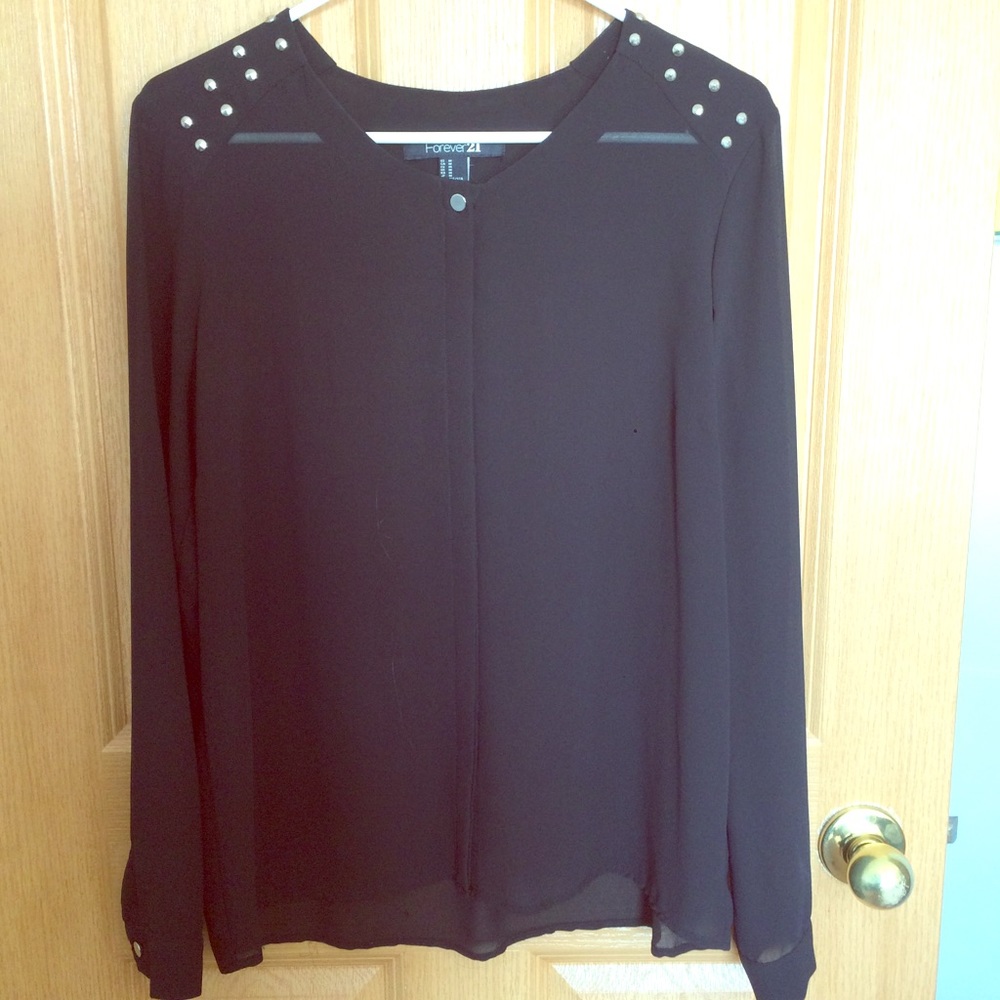 Black sheer long sleeve top
