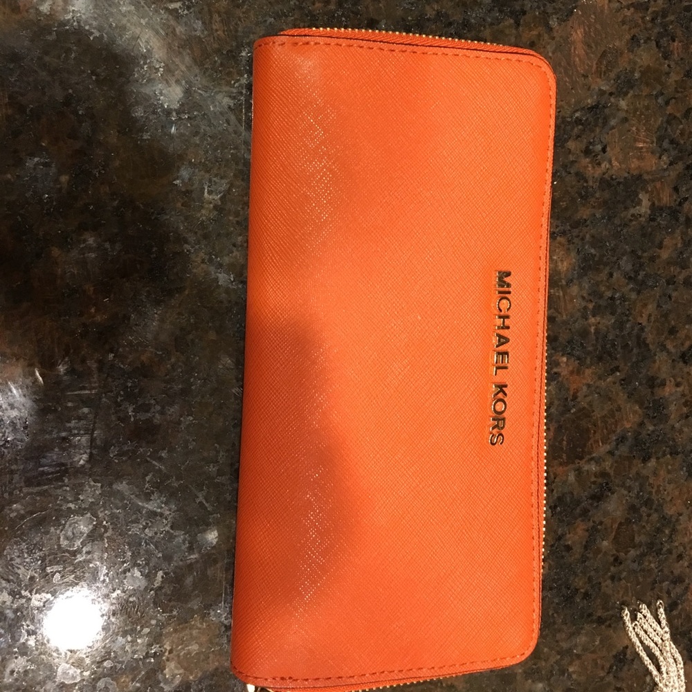 Burnt orange Michael Kors large wallet