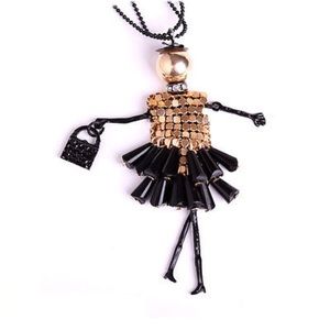 🆕 Dancing Doll Necklace - Black & Gold