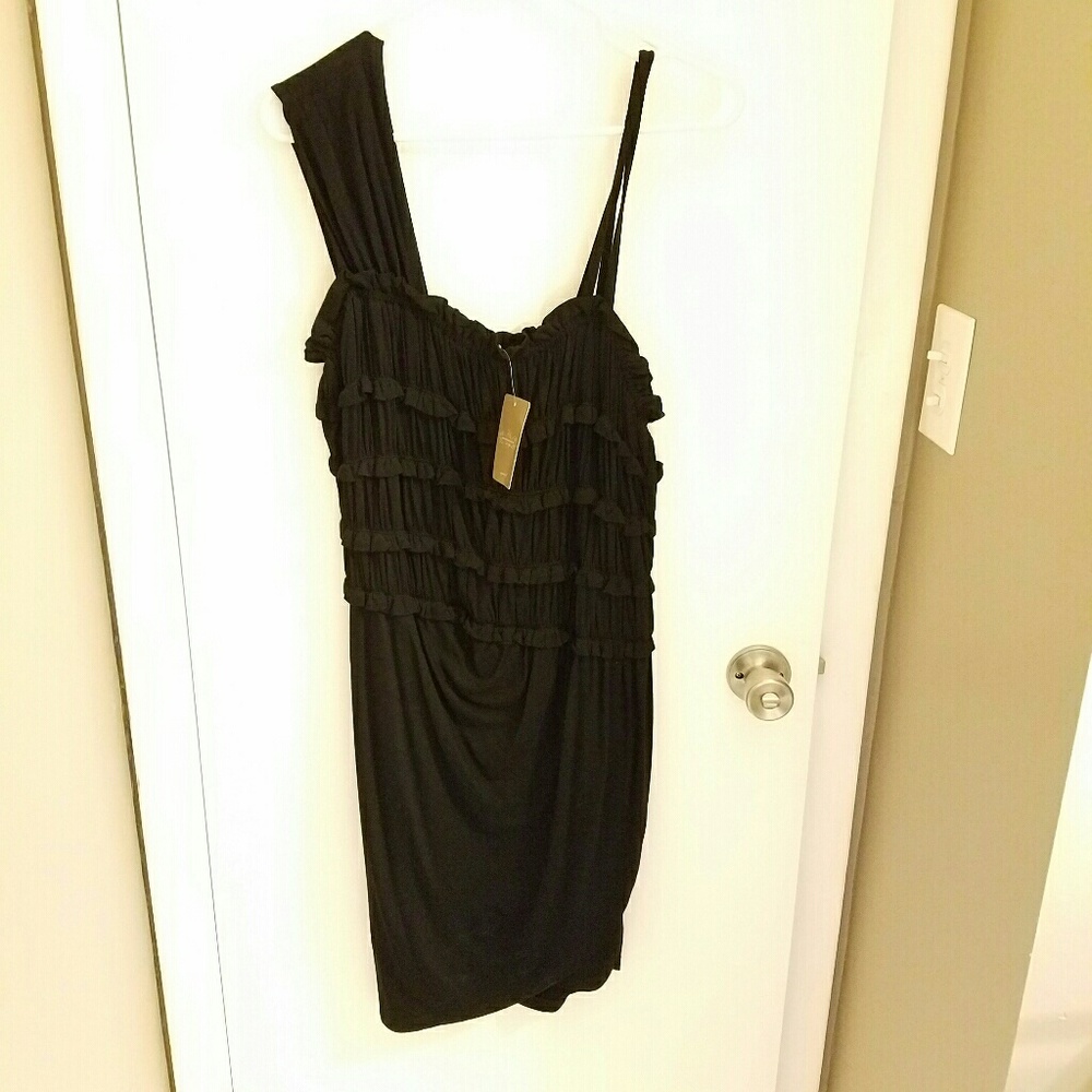 NWT Anthropologie Black Ruffled Dress