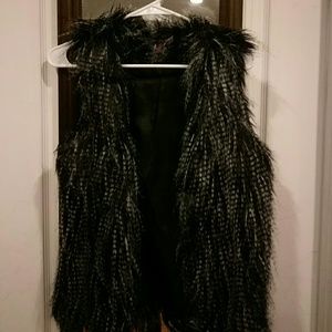 Black and white faux fur vest