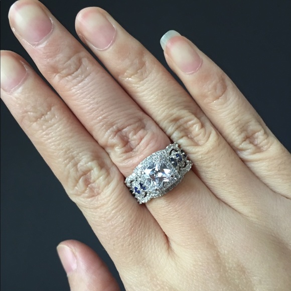 ❤️3pcs pure 925 silver engagement wedding ring set - Picture 4 of 4