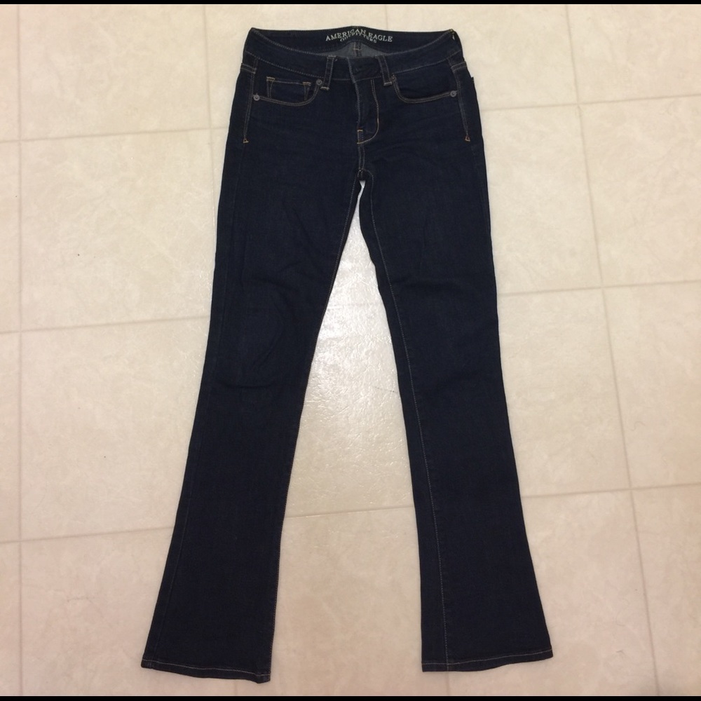 American eagle skinny kick boot jeans, dark blue.