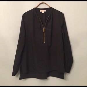 Micheal Kors Black Blouse with Gold Zipper