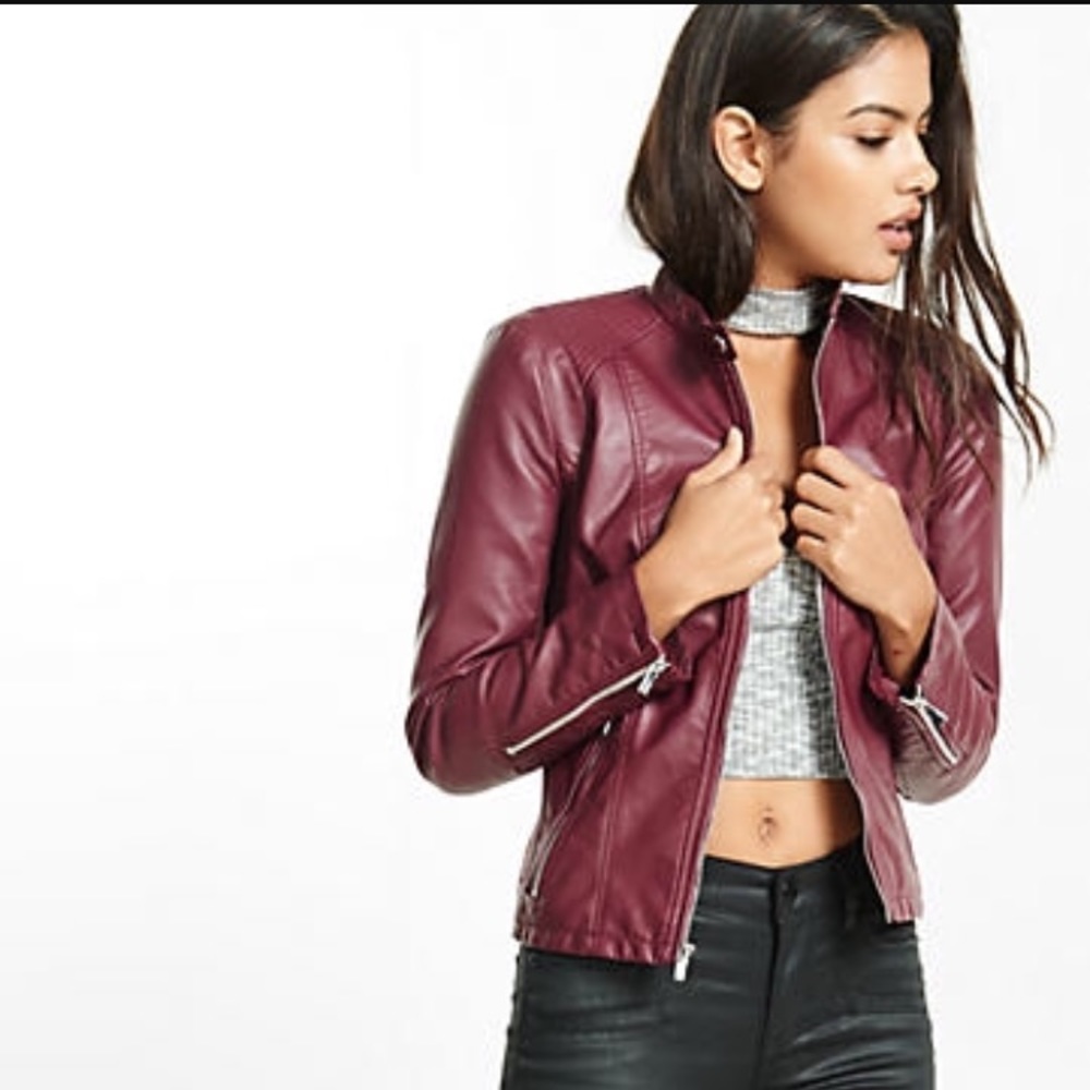 Express Minus the Leather Jacket (S) in Dark Red