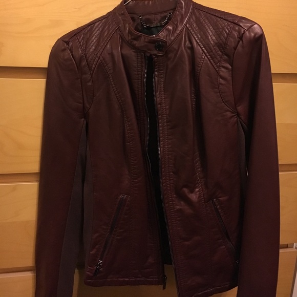 Express Minus the Leather Jacket (S) in Dark Red - Picture 2 of 4