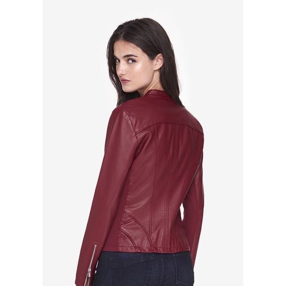 Express Minus the Leather Jacket (S) in Dark Red - Picture 4 of 4