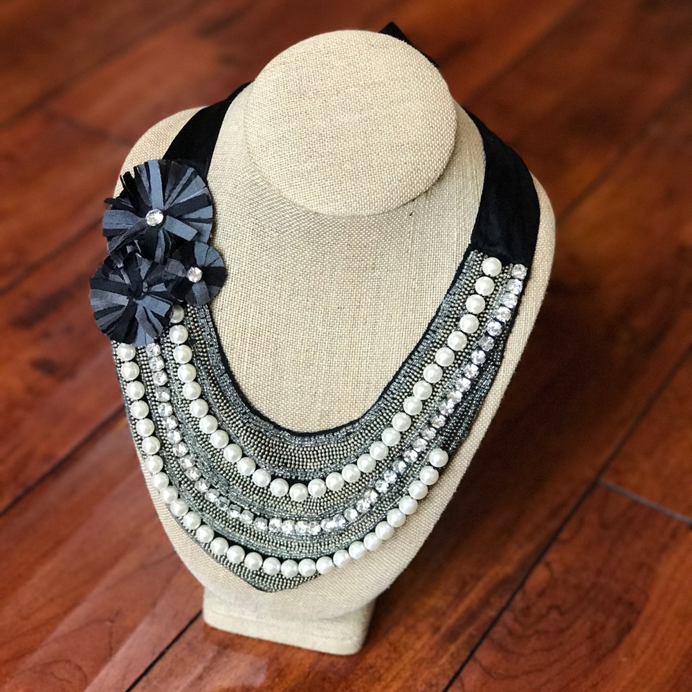 Stella & Dot Natasha Embroidered Bib Necklace