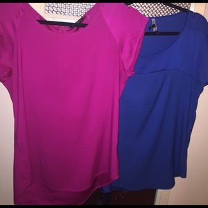 Bright blue and hot pink Express tops