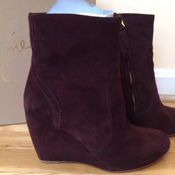 JOIE Oxblood Suede Wedge Booties In Box. 39.5 - Picture 2 of 6