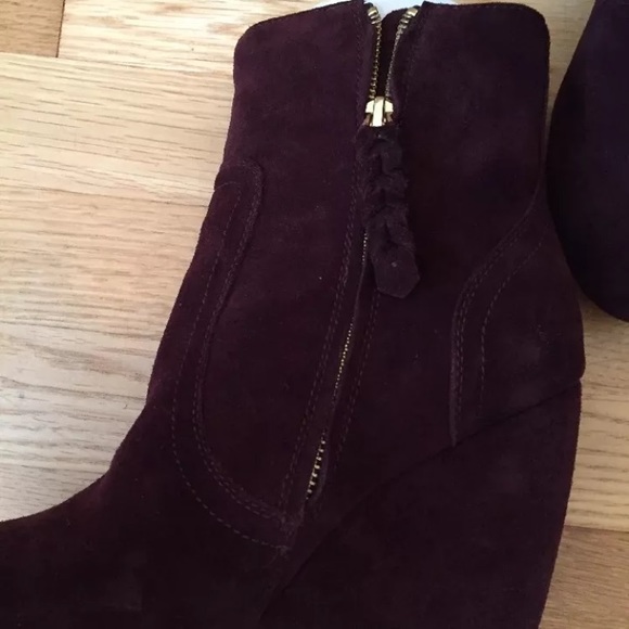JOIE Oxblood Suede Wedge Booties In Box. 39.5 - Picture 3 of 6