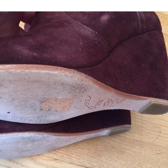 JOIE Oxblood Suede Wedge Booties In Box. 39.5 - Picture 4 of 6