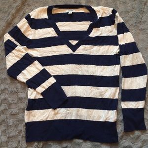 Navy & White Striped Sweater
