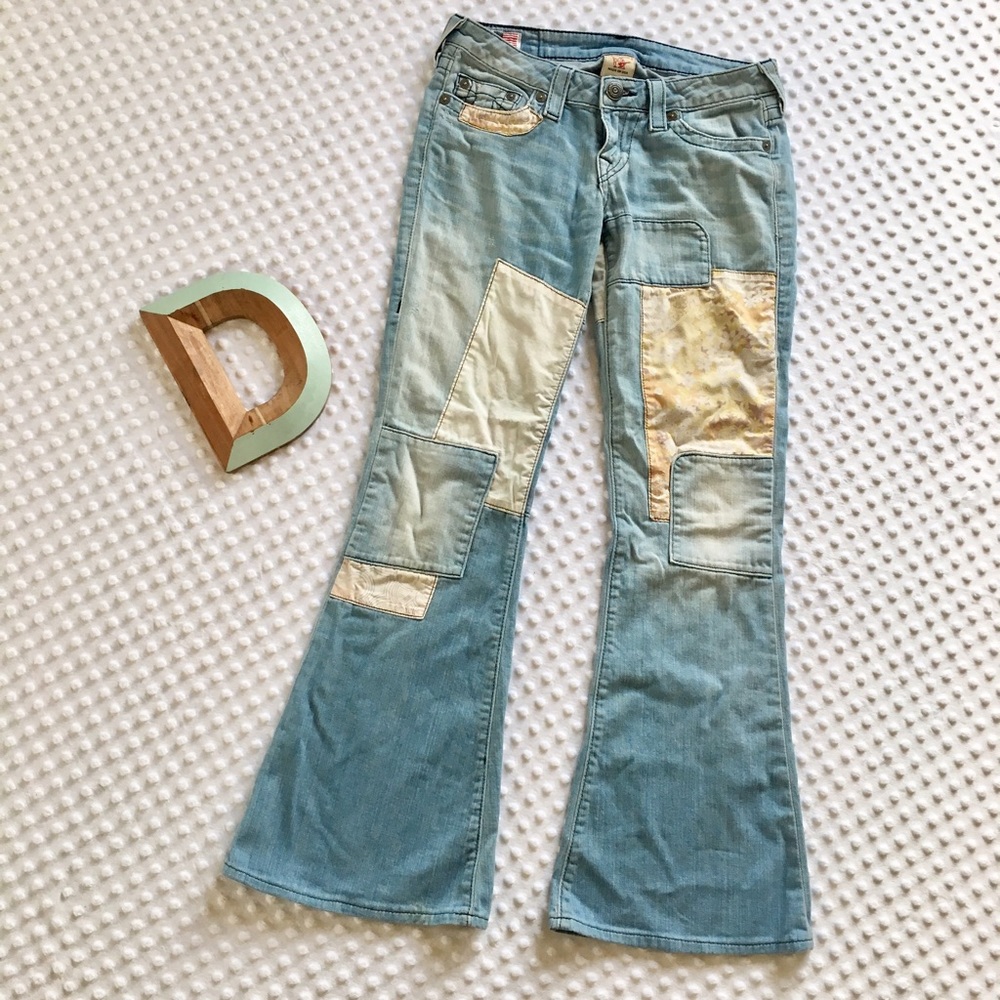 True Religion Patch Embroidered Bell Bottom