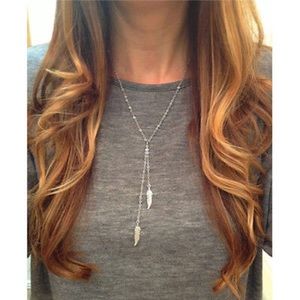 🆕 Silver Double Leaf Dangle Necklace