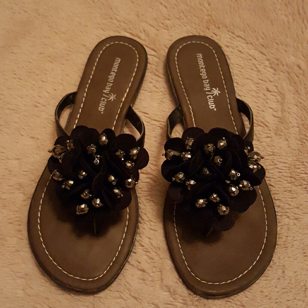 Black embellished sandals