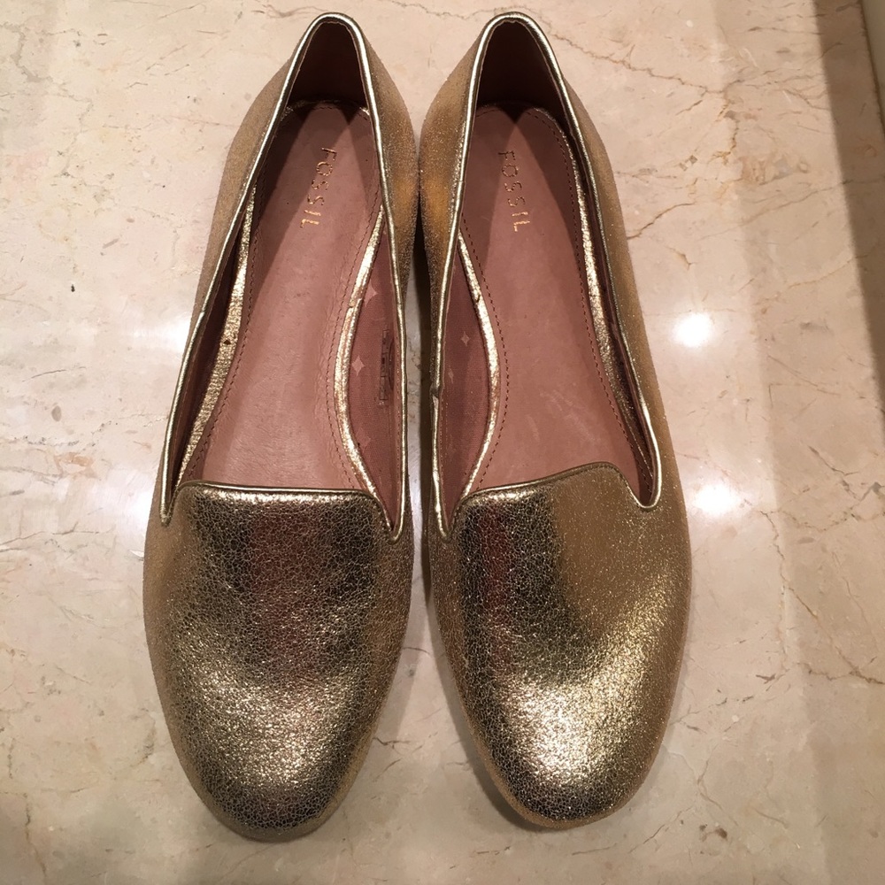 Fossil gold Calabash loafers