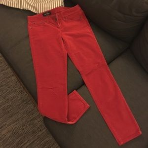 J. Crew Toothpick jean in velvet in red