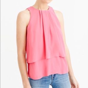 J. Crew Tiered Crepe Top in Pink