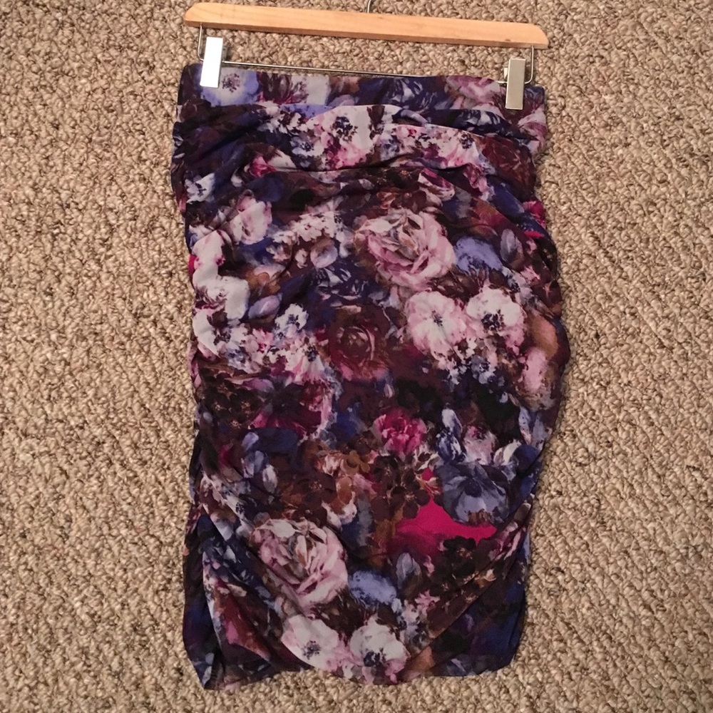 Cache floral skirt with rouching