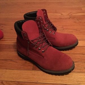 Red Nubuck Timberlands Boots