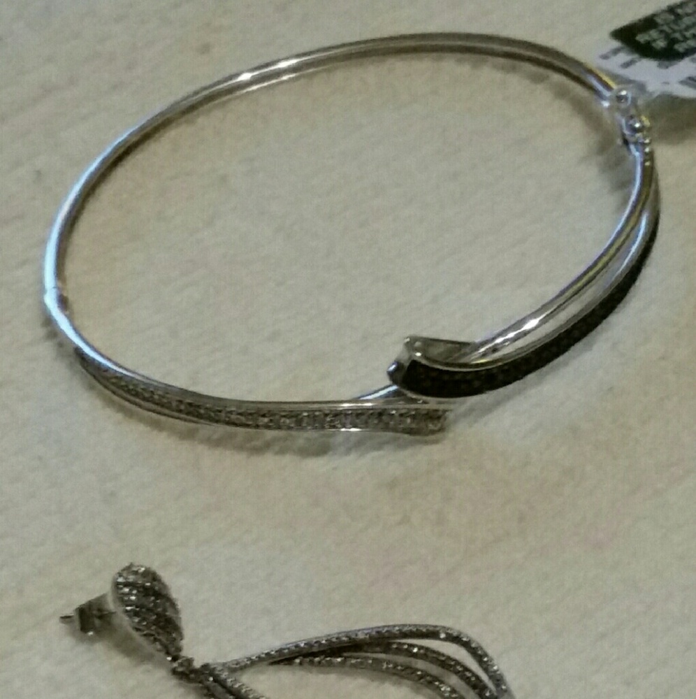 NWT Sterling Silver,  Black and White Diamonds