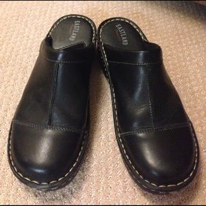 Black slip on mules