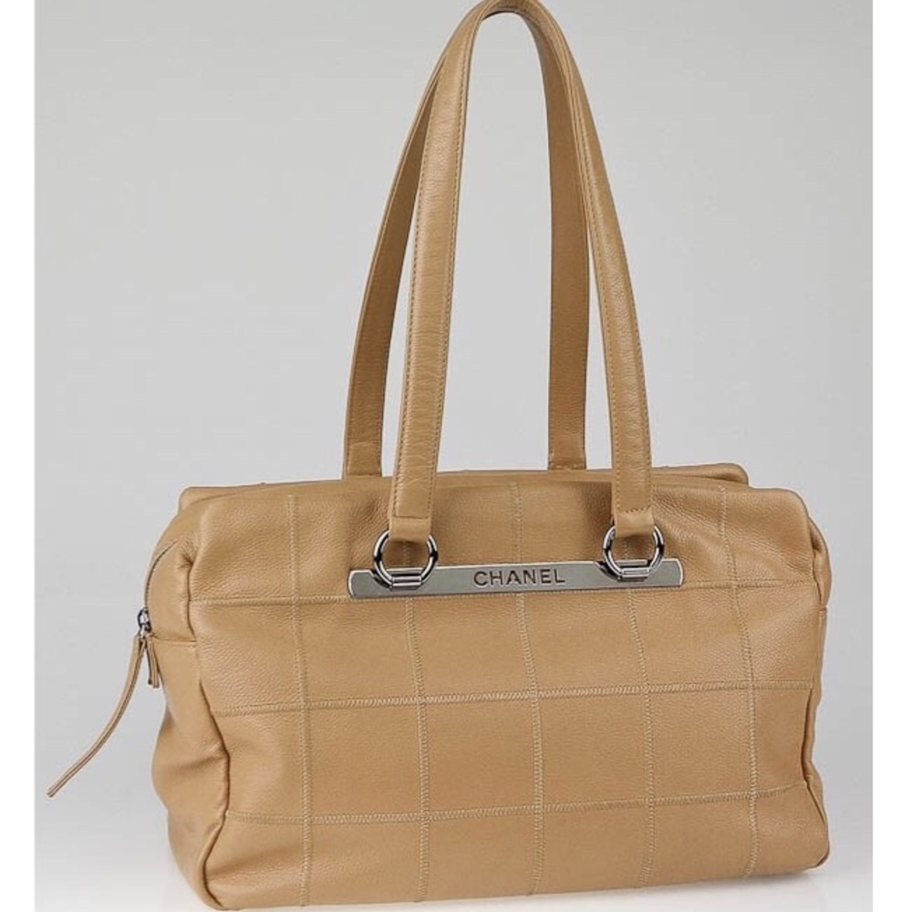 Chanel - Beige Square Stitch Caviar Leather Bag