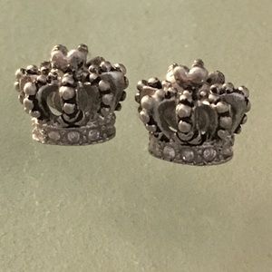 Juicy Couture silver crown earrings w/ pave stones