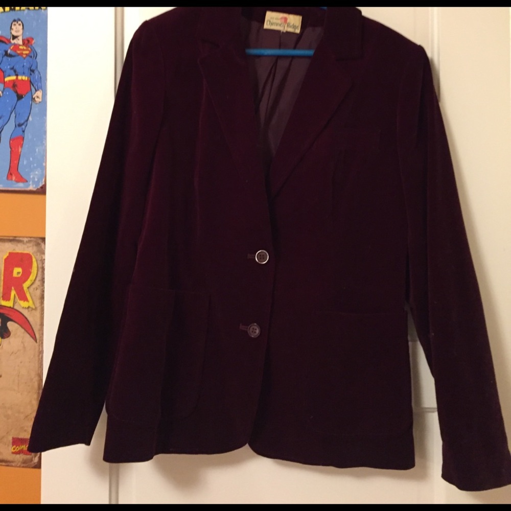 Dark red velvet blazer