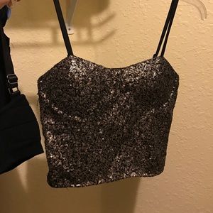 Gold sequin crop top