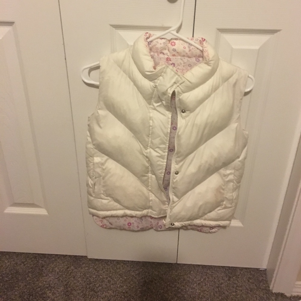 White/pink flowers reversible vest